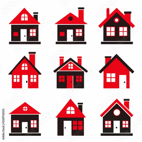 Fototapeta house icons set