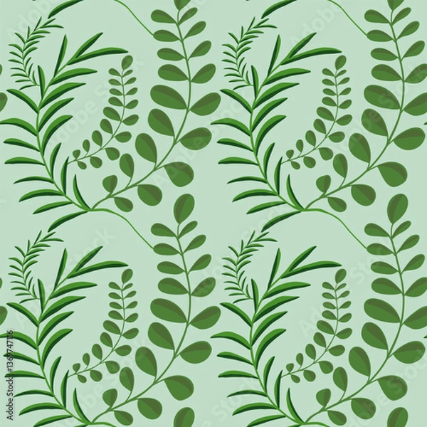 Fototapeta Vector pattern with fern leaves. For printing on fabric.	

