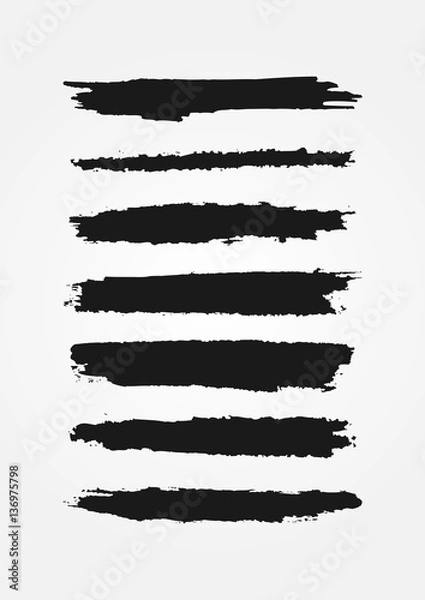 Obraz Set of black lines painted rough brushes. Grunge strokes.