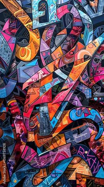Fototapeta Unzipped Typography: A Vibrant Exploration of Letters and Intricate Designs Blending Art with Literacy