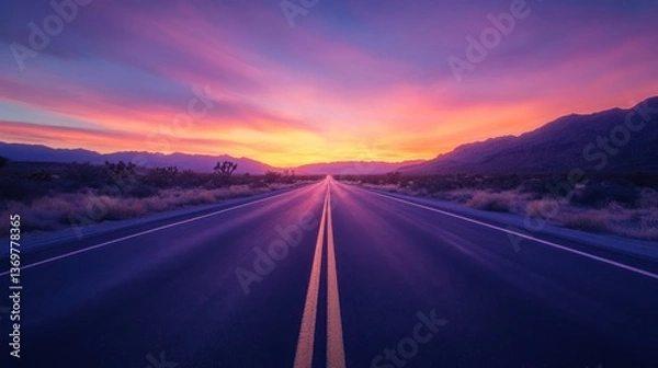 Fototapeta Sunset Highway: A Journey into the Vibrant Desert