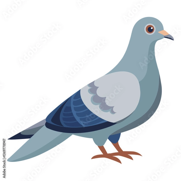 Obraz Detailed Dove Bird Illustration on White Background