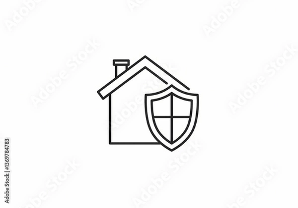 Fototapeta Home Security House Protected by Shield