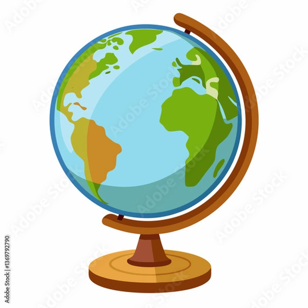 Fototapeta detailed globe on a wooden stand 