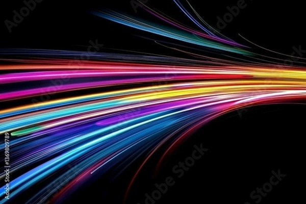 Fototapeta Captivating abstract long exposure light patterns on a dark backdrop