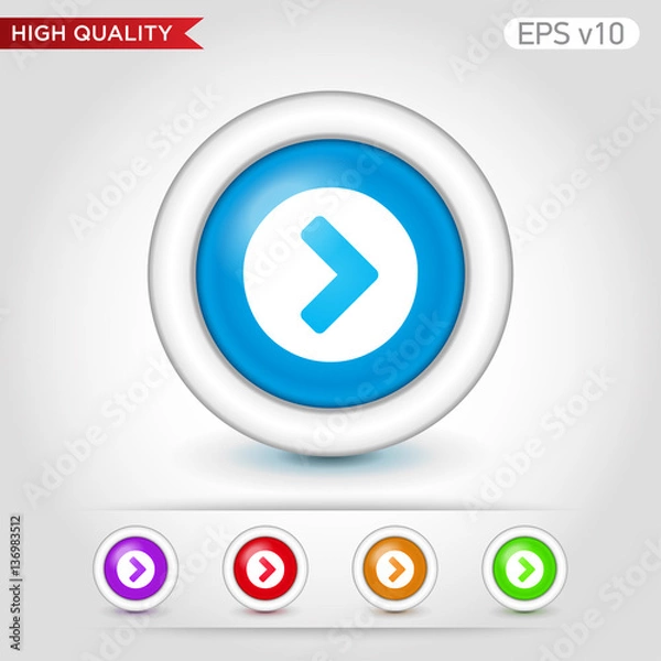 Obraz Right arrow icon. Button with right arrow icon. Modern UI vector.