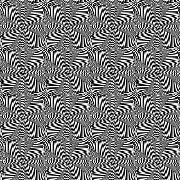 Fototapeta Seamless pattern with rotating monochrome shapes