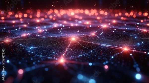 Fototapeta Abstract Network Connection: A Digital Universe of Nodes and Links