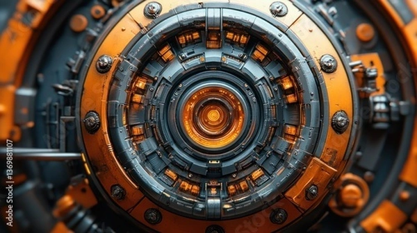 Obraz Futuristic Orange and Gray Tech Engine