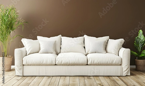 Obraz Modern Interior Living Room with Scandinavian Design and Natural Lighting 3D Render