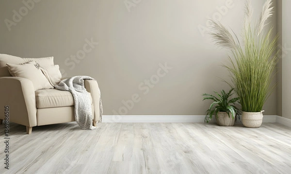 Obraz Modern Interior Living Room with Scandinavian Design and Natural Lighting 3D Render