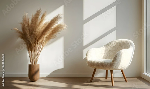Obraz Modern Interior Living Room with Scandinavian Design and Natural Lighting 3D Render