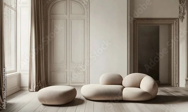Obraz Modern Interior Living Room with Scandinavian Design and Natural Lighting 3D Render