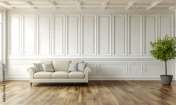 Obraz Modern Interior Living Room with Scandinavian Design and Natural Lighting 3D Render
