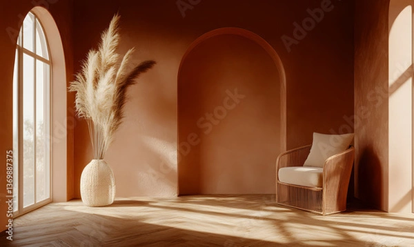 Obraz Modern Interior Living Room with Scandinavian Design and Natural Lighting 3D Render
