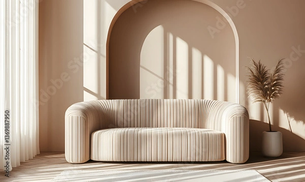 Obraz Modern Interior Living Room with Scandinavian Design and Natural Lighting 3D Render