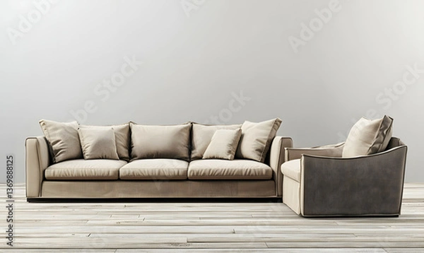 Obraz Modern Interior Living Room with Scandinavian Design and Natural Lighting 3D Render