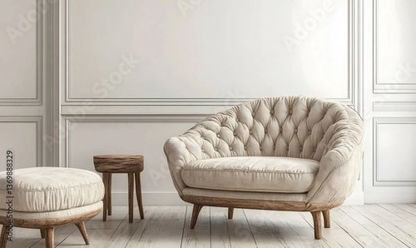 Obraz Modern Interior Living Room with Scandinavian Design and Natural Lighting 3D Render