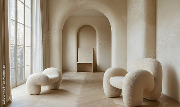 Obraz Modern Interior Living Room with Scandinavian Design and Natural Lighting 3D Render
