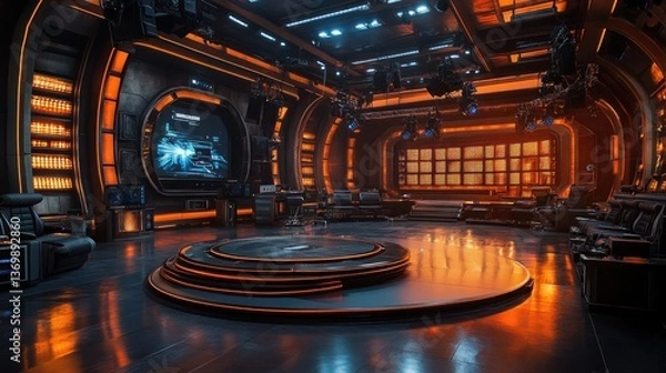 Obraz Futuristic Studio Stage: A Cyberpunk Set Design