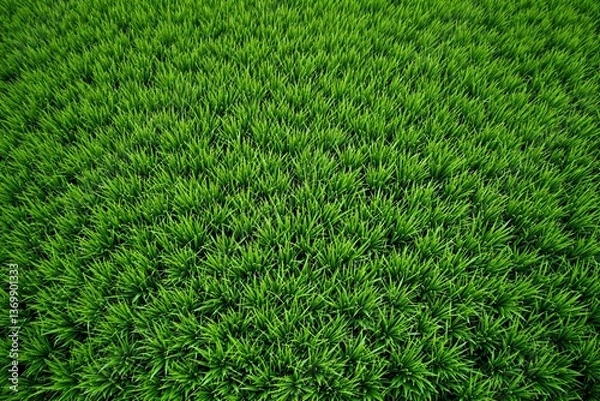 Fototapeta Lush green grass texture with dense blades, natural graphic style, seamless background. Concept of nature, freshness, lawn, and outdoor environment. Ai generative