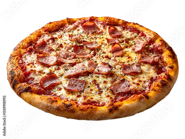 Fototapeta Classic ham and cheese pizza with tomato sauce