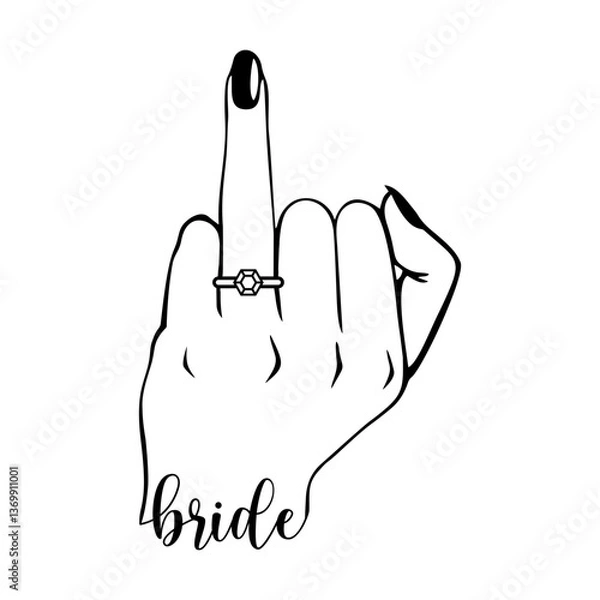 Obraz Bride wedding finger  svg cut file. Isolated vector illustration.