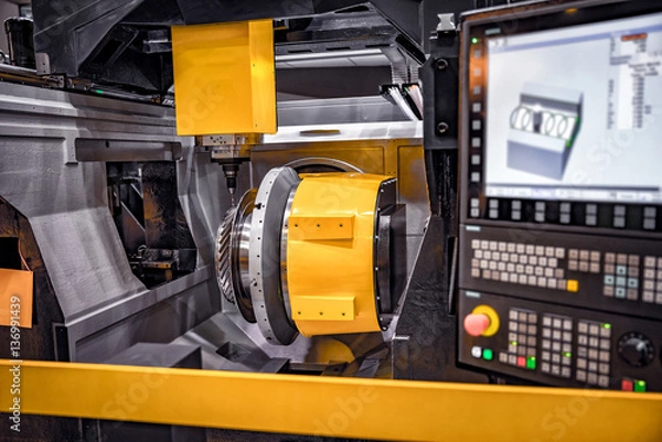 Fototapeta Metalworking CNC milling machine.