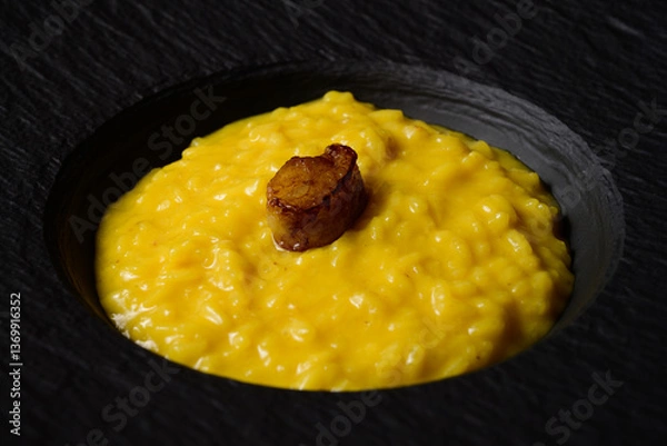 Obraz Risotto alla Milanese Creamy Yellow Rice with Saffron and Bone Marrow