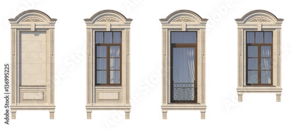 Obraz Framing of windows in classic style on the stone. 3d render.