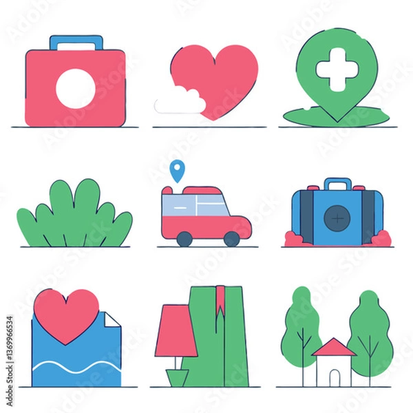 Fototapeta This vector set features heart icons, a collection of heart symbols in a vector illustration design