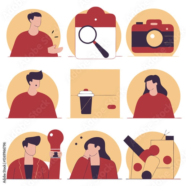 Fototapeta A set of business people icons visually represents various professionals and teamwork concepts
