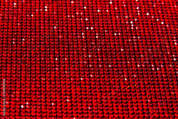 Fototapeta Canvas of red rhinestones. Background.