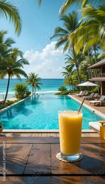 Obraz Fresh pineapple on Tropical Oasis Retreat