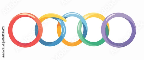 Fototapeta Interconnected rings symbolize unity and diversity, minimalistic design