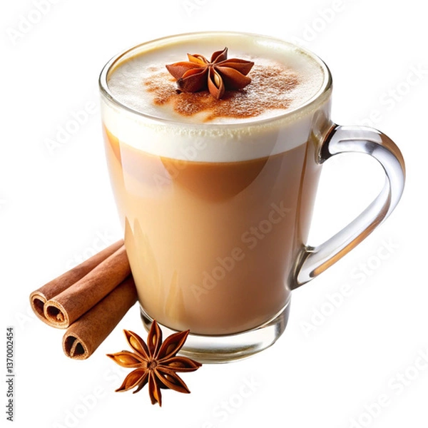 Obraz Chai Latte isolated on transparent background  
