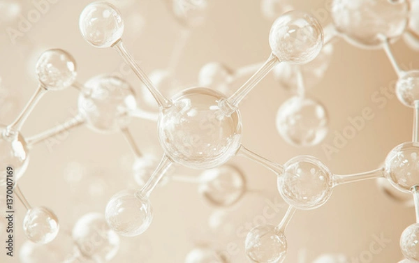 Fototapeta Abstract Molecule Structure, Science, Technology, Medical, Cosmetic, or Healthcare Concept with Neutral Background.