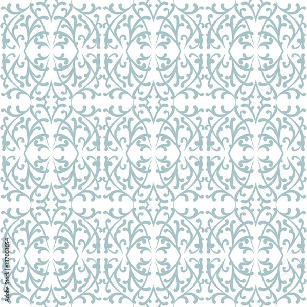 Fototapeta Elegant lace pattern with grey shapes on white
