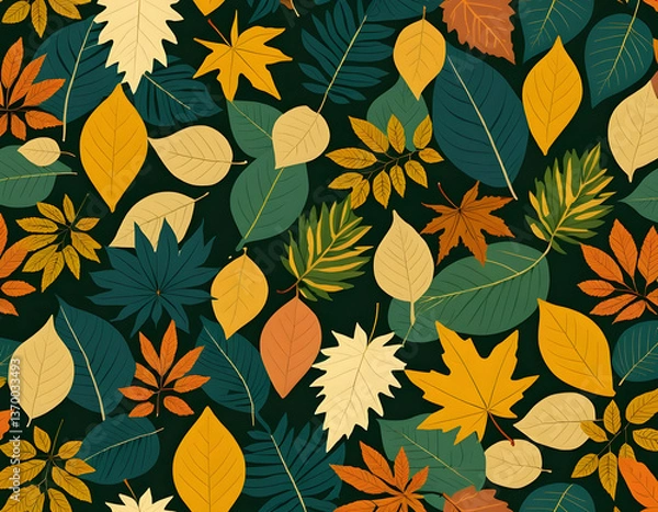 Obraz 일러스트 느낌의 여러 나뭇잎 그림