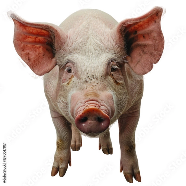Obraz Pig white background