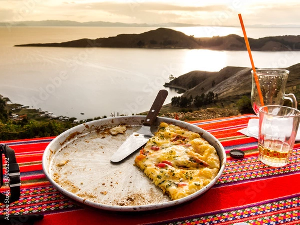 Obraz Pizza with a view over Lake Titicaca