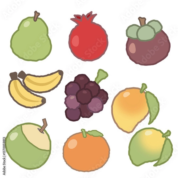 Obraz cute summer fruits illustration on transparent background .