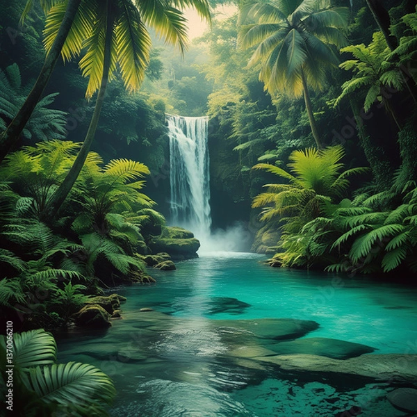 Obraz waterfall in tropical jungle