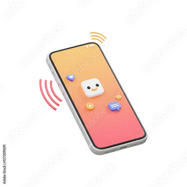 Obraz Phone with Vibrating Alert Effect - Smartphone Shaking Slightly