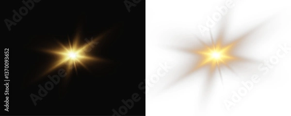 Fototapeta Shimmering Light Effect Golden star glow with intense luminescence for visual enhancement