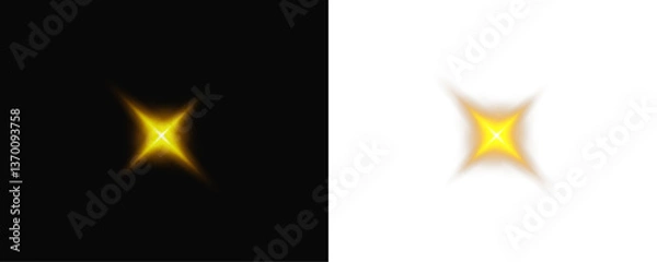 Fototapeta Glowing star shining light with warm yellow glow for digital creations