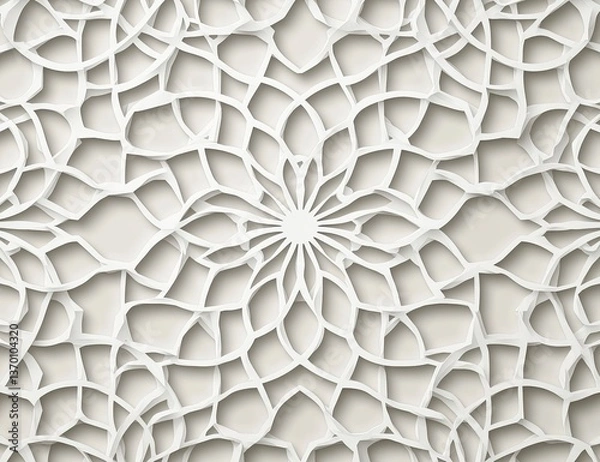Fototapeta Simple Islamic pattern on a light grey background, vector design. 
