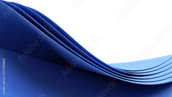 Obraz Abstract blue wavy shapes. 3d render background. Modern illustration.