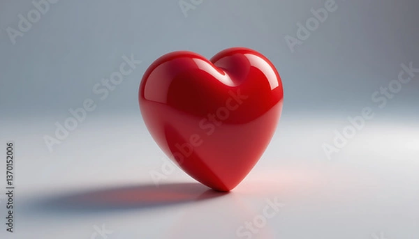 Fototapeta red heart on white background