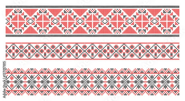 Obraz Embroidered folk  borders -    vector illustration